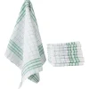 Torchon blanc quadrillé vert x10