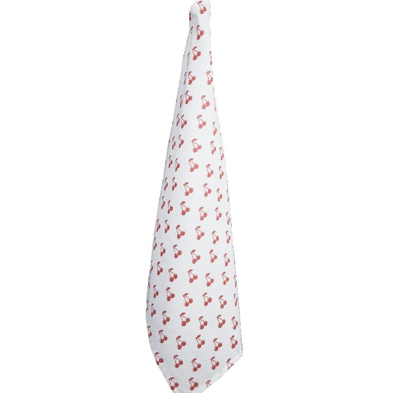 Torchon blanc uni et motif cerise x2