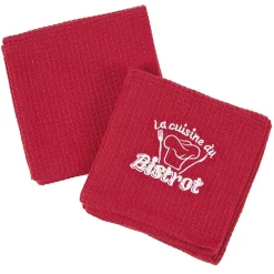 Torchon brodé La cuisine du Bistrot rouge x 2