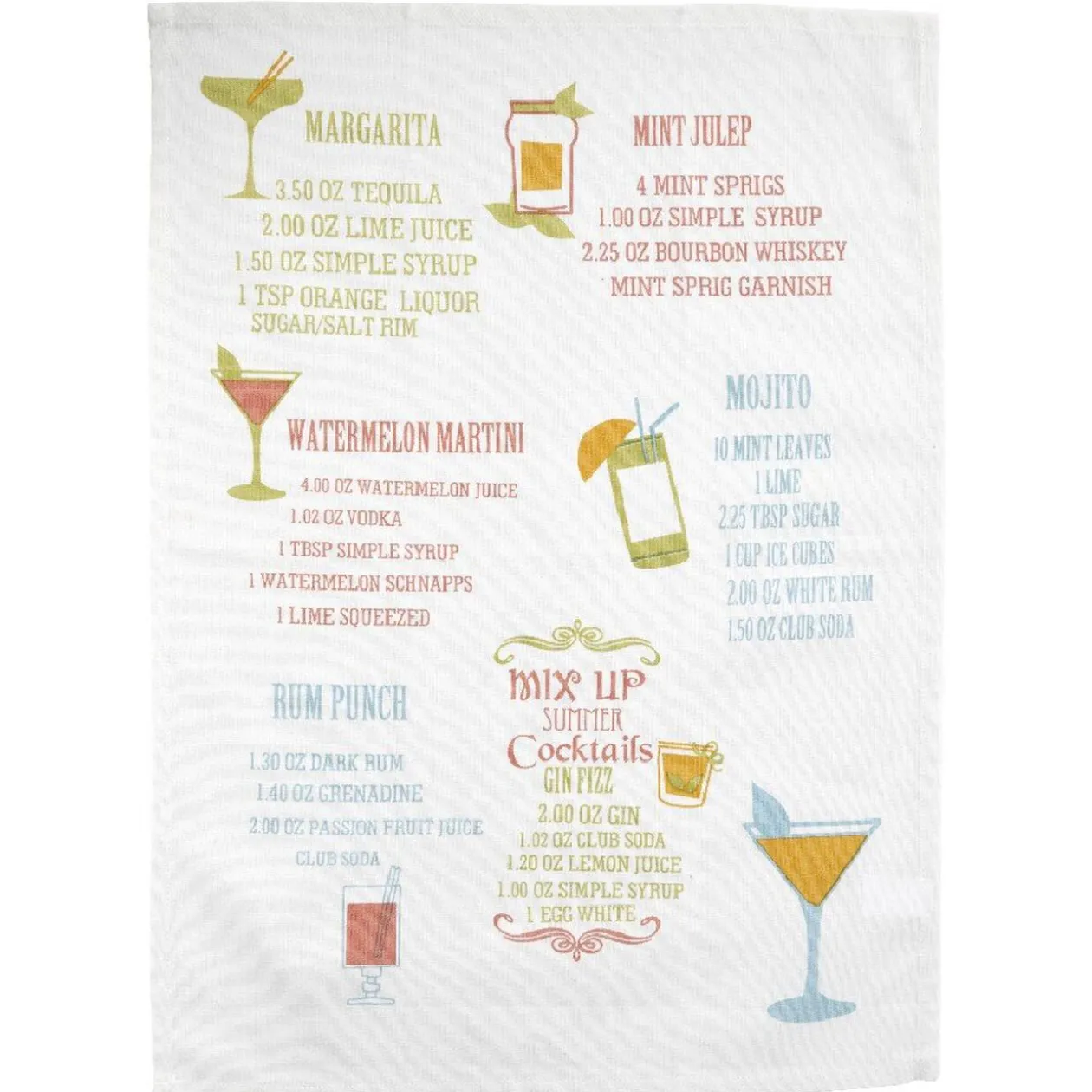 Torchon coton motif cocktail x 2