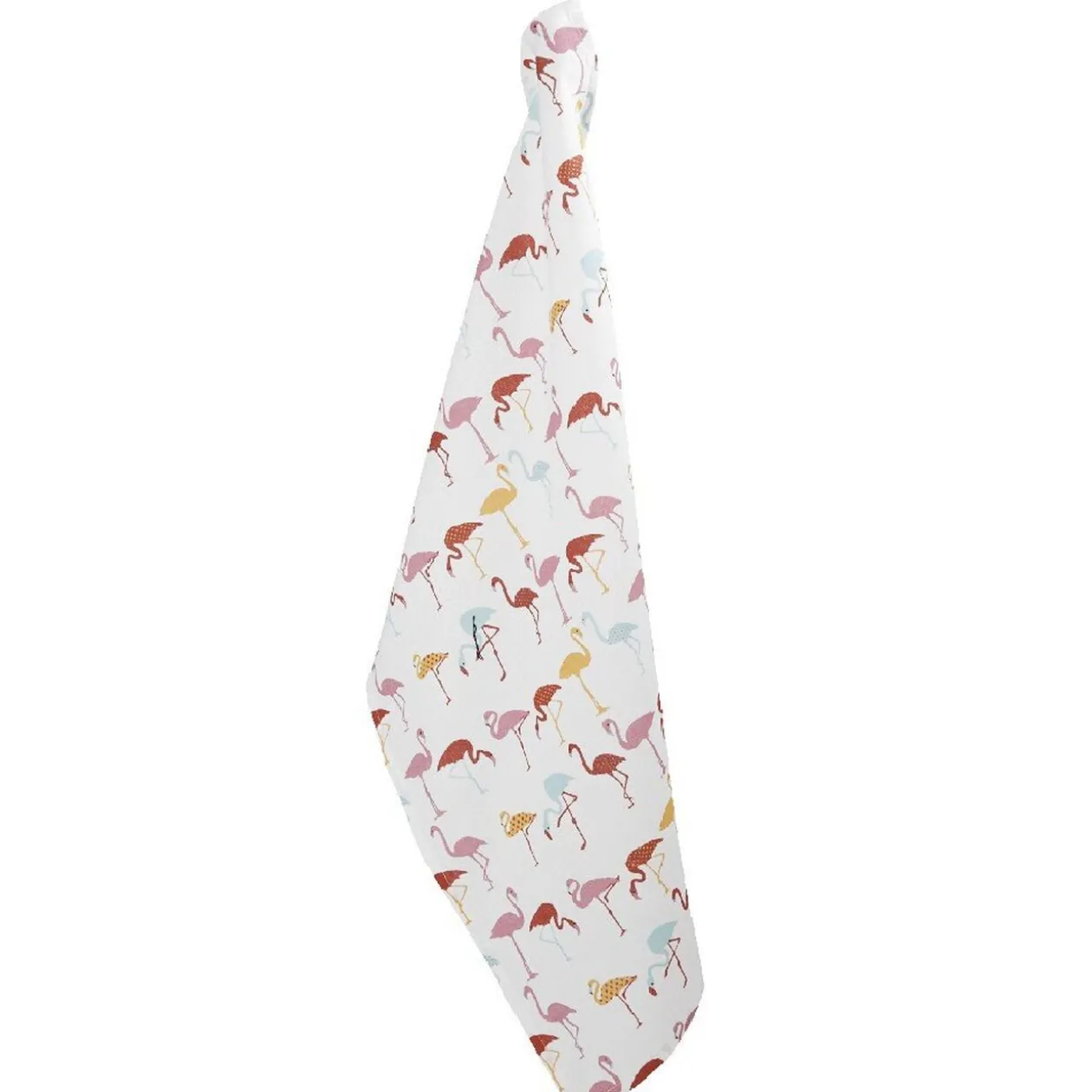 Torchon coton motif flamant rose x 2