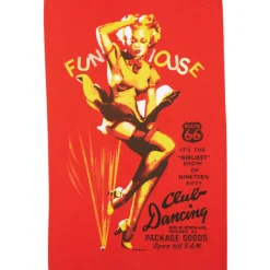 Torchon coton X2 pin up rouge Route 66