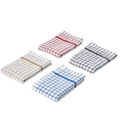 Torchon de cuisine blanc à carreaux x 4