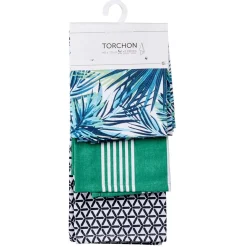 Torchon de cuisine design tropical géométrique x 3