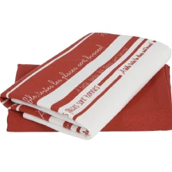 Torchon de cuisine rouge et blanc x2