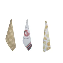 Torchon de cuisine rétro jaune moutarde x 3