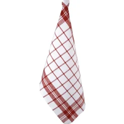 Torchon design quadrillage rouge et blanc x2