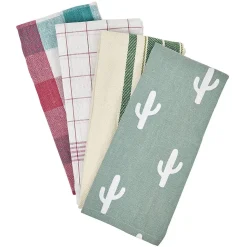 Torchon en coton imprimé et uni x4