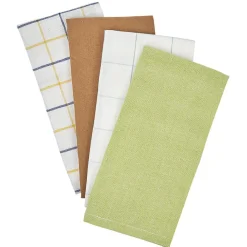 Torchon en coton imprimé et uni x4