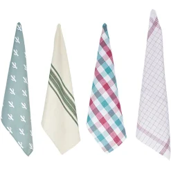 Torchon en coton imprimé et uni x4