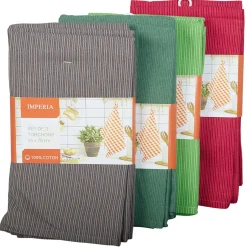 Torchon en coton vert x3