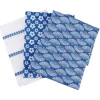 Torchon imprimé blanc bleu x3