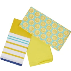 Torchon jaune blanc et bleu design provençale x3