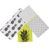 Torchon motifs ananas jaune blanc et noir x3