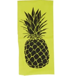 Torchon motifs ananas jaune blanc et noir x3
