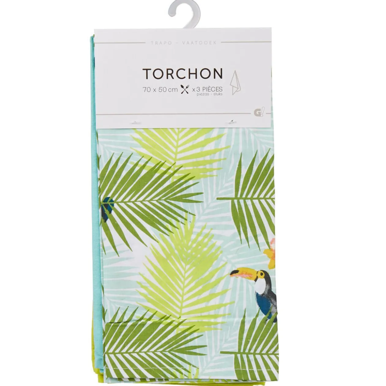Torchon multicolore design tropical x3