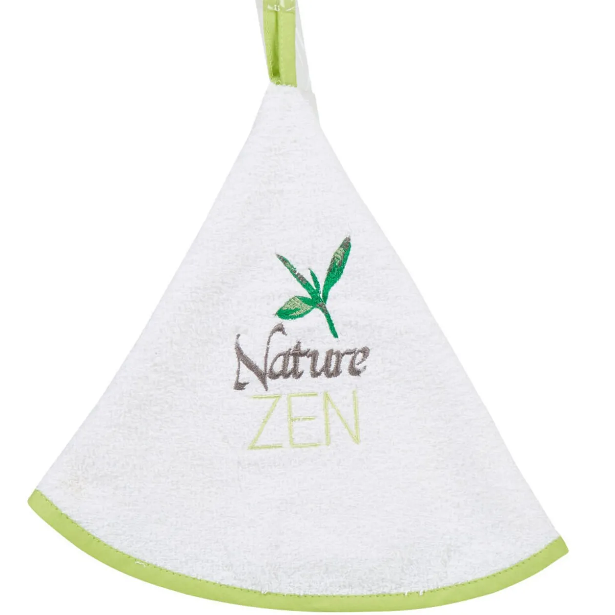 Torchon rond blanc et vert