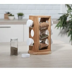 Tour à épices bambou avec pots