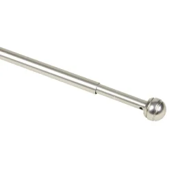 Tringle de vitrage Extensible 60-80 cm embout boule strié chromé mat