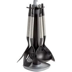 Ustensiles de cuisine x5 avec support noi et gris