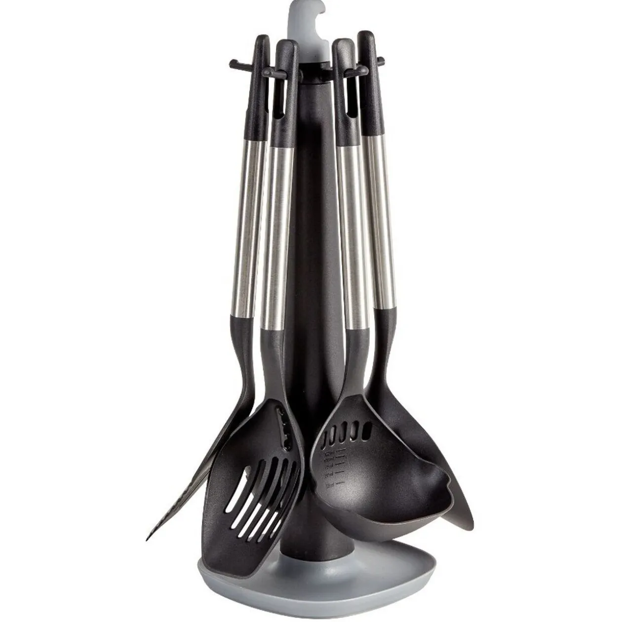 Ustensiles de cuisine x5 avec support noi et gris