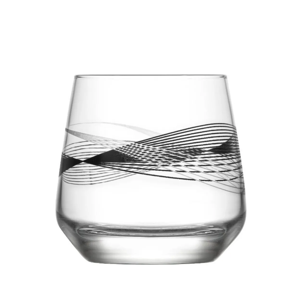 Verre bas transparent motif ligne noire 34,5 cl