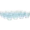 Verre bas transparent rayure bleu x 12