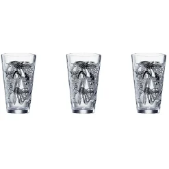 Verre conique bas motif feuillage 32,5 cl x3