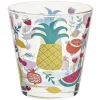 Verre gobelet transparent déco fruits exotiques x 3