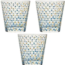 Verre gobelet transparent déco triangles multicolore x 3