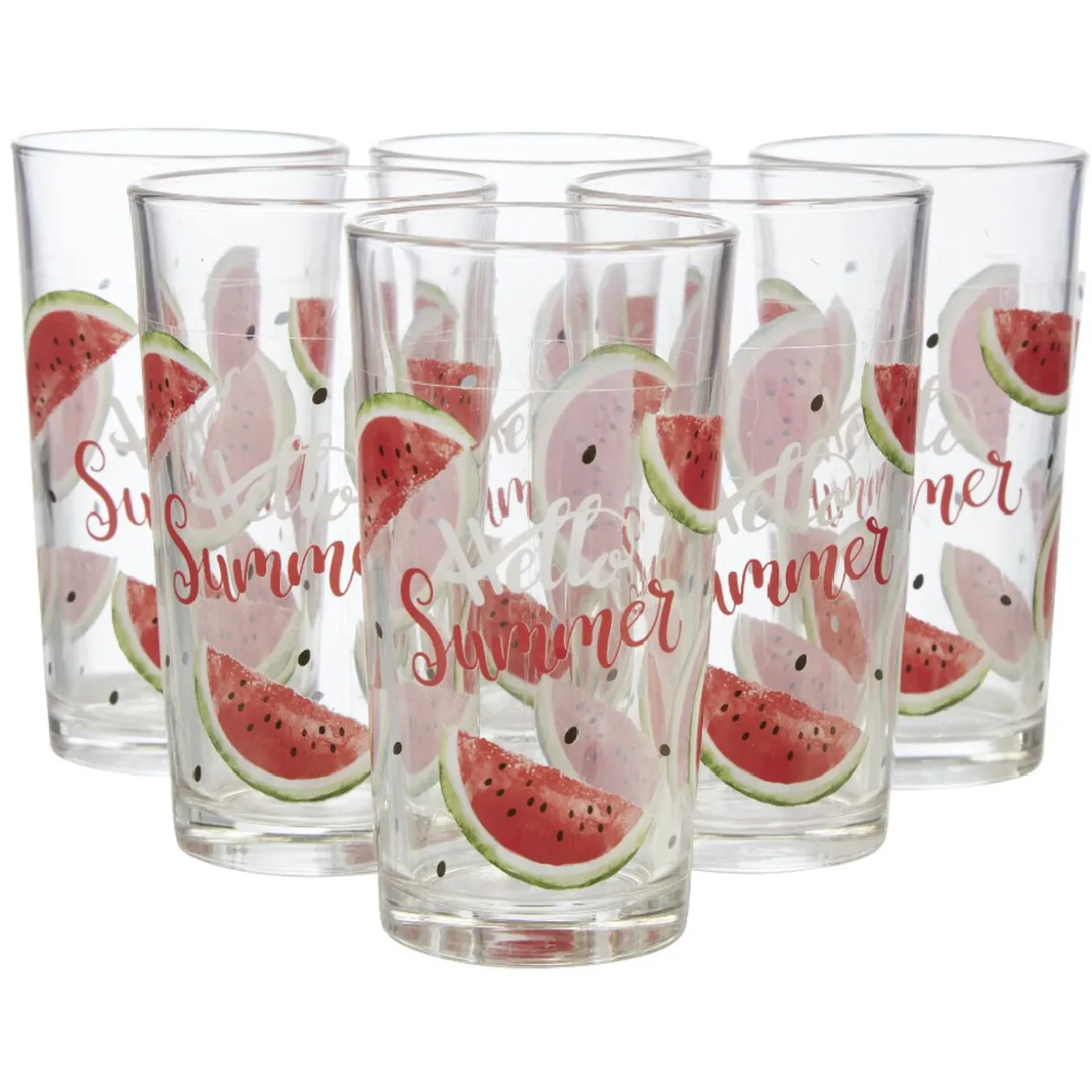Verre haut pastèque Hello Summer x 6