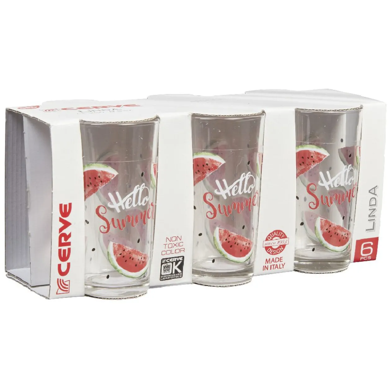 Verre haut pastèque Hello Summer x 6