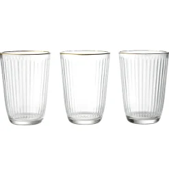 Verre haut strié bord doré 39,5cl Ø8,5cm H12cm