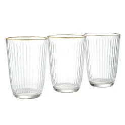 Verre haut strié bord doré 39,5cl Ø8,5cm H12cm