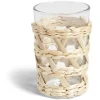 Verre haut transparent avec raphia Ø8xH12,5cm