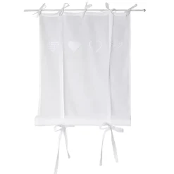 Vitrage à passant blanc motif coeurs x2