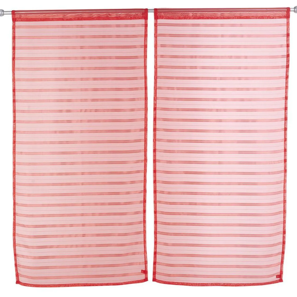 Vitrage à passants rayure uni 60x120cm x2