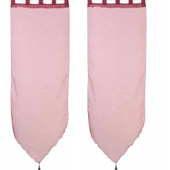 Vitrage à pattes avec pompon et forme pointe violet prune x2