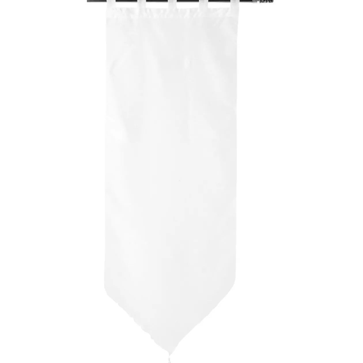 Vitrage à pattes voile uni blanc finition pointe pompon 60x160 cm x2