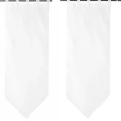 Vitrage à pattes voile uni blanc finition pointe pompon 60x160 cm x2