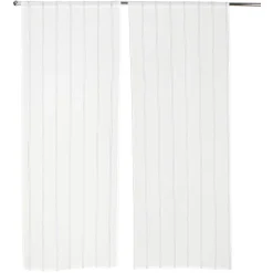 Vitrage blanc à rayures bleus L160X60 cm x2