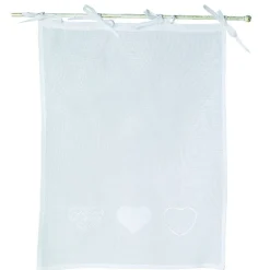 Vitrage blanc motif coeurs x2