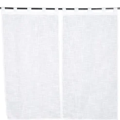 Vitrage droit à passants effet lin blanc uni x2