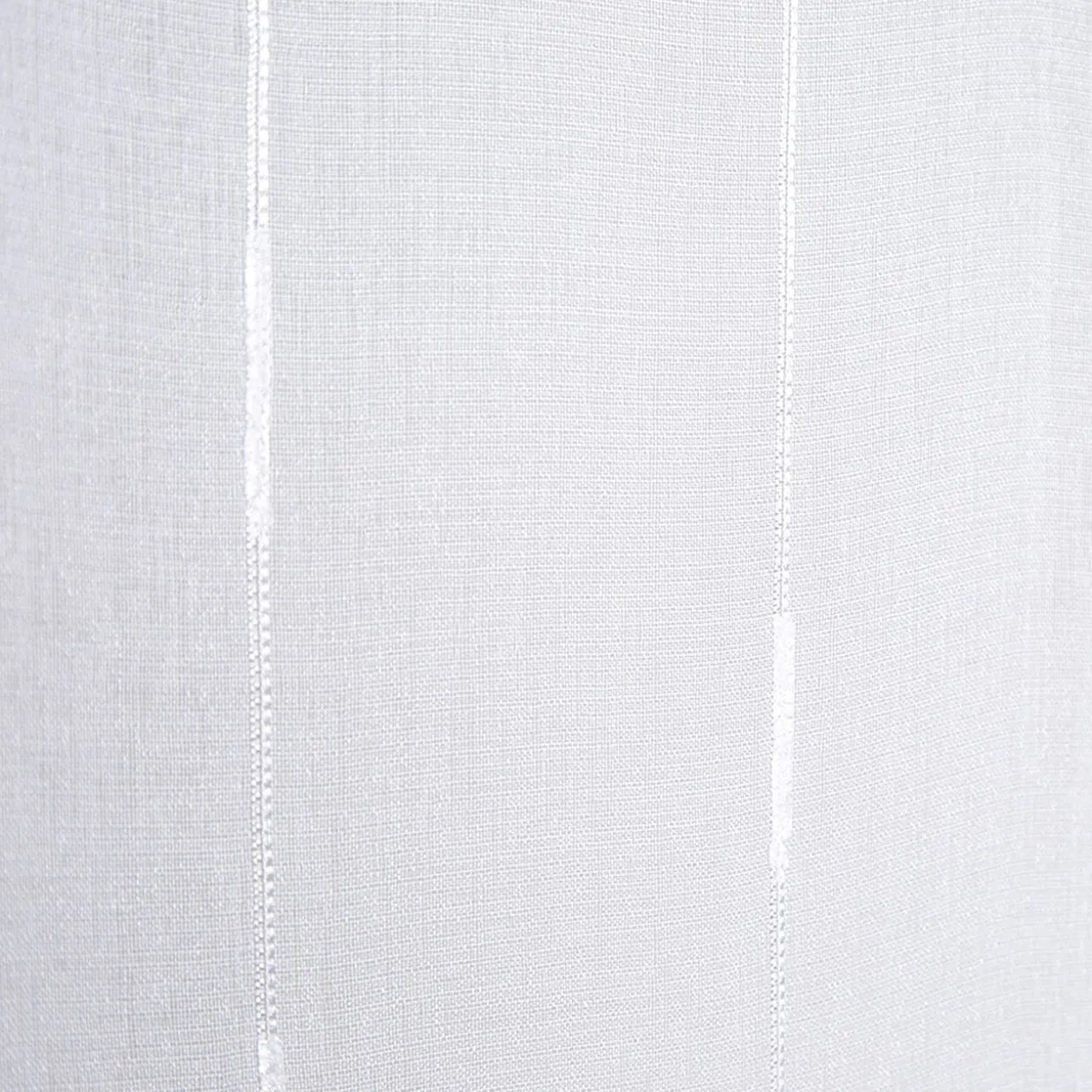 Vitrage droit à passants effet lin rayure blanc x2