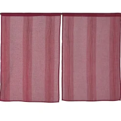 Vitrage droit passe tringle uni rouge 60x90 cm x2