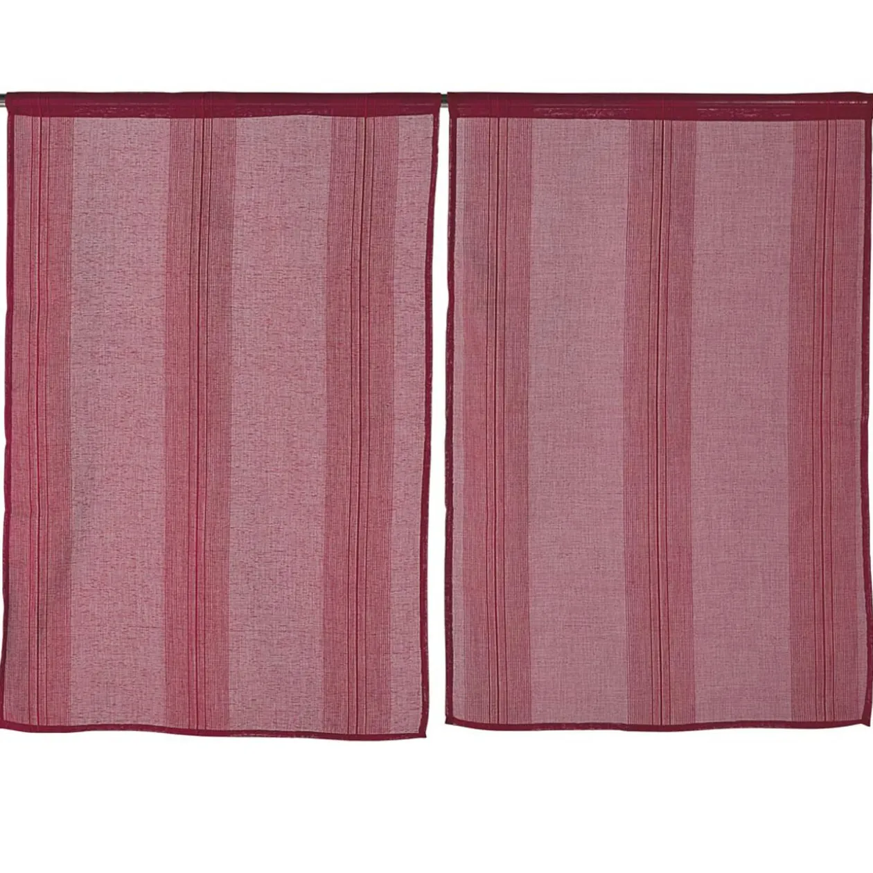 Vitrage droit passe tringle uni rouge 60x90 cm x2