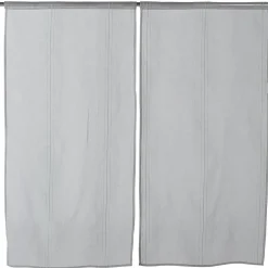 Vitrage droit passe tringle uni gris 60x120 cm x2