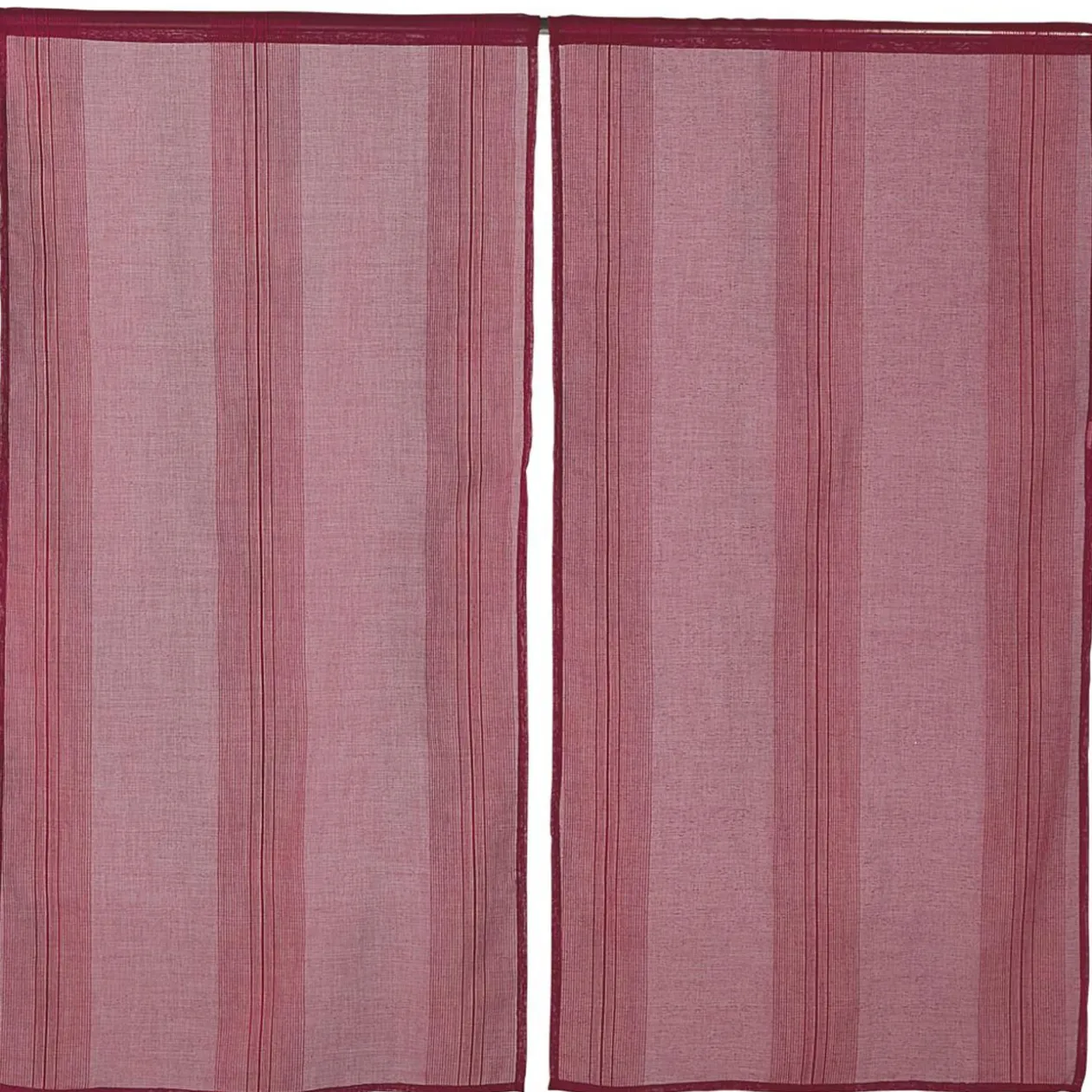 Vitrage droit passe tringle uni rouge 60x120 cm x2