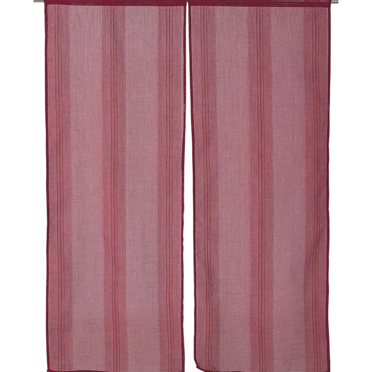 Vitrage droit passe tringle uni rouge 60x160 cm x2