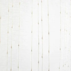 Vitrage droit passe tringle blanc broderie fil beige x2